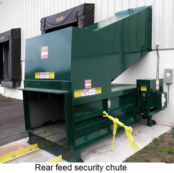 Rear feed security chute